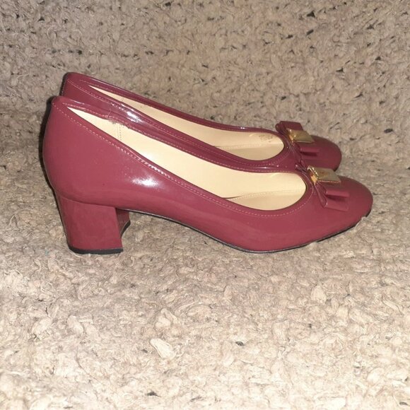MICHAEL KORS-Caroline-Mulberry Patent Leather Pumps-Mid-Heel-Sz 6.5-Excellent - Picture 4 of 7